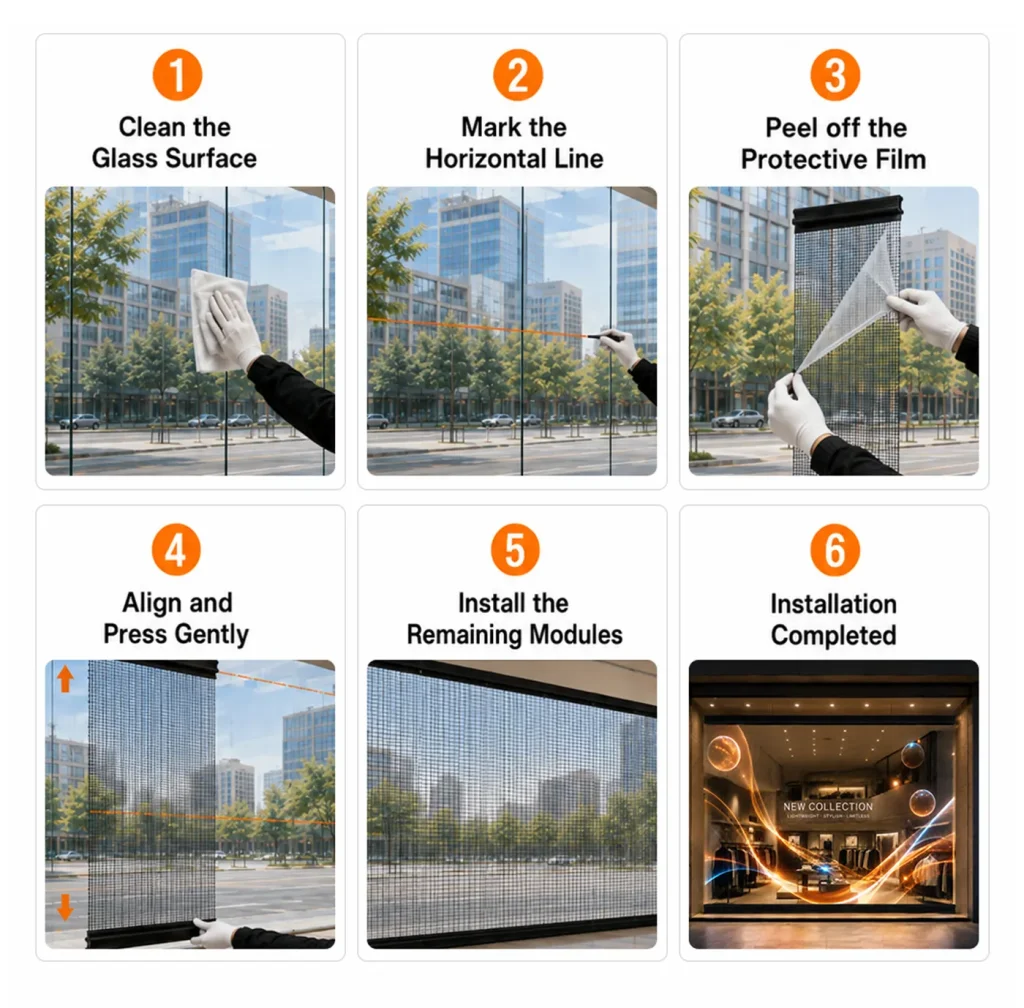 MC-H (14)-178989314356 Holographic LED invisible screen glass installation steps